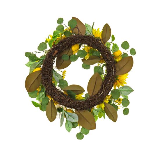 24" Daisy, Sunflower & Lemon Wreath